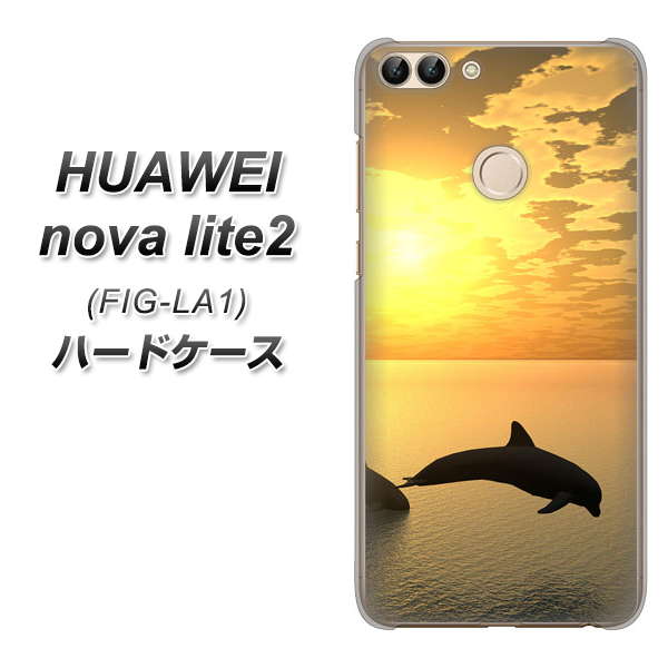 HUAWEI(ファーウェイ)nova lite 2 FIG-LA1 高画質仕上げ 背面印刷 ハードケース【VA845 夕暮れのドルフィン】