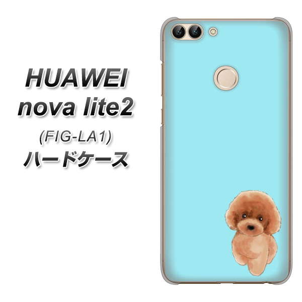 HUAWEI(ファーウェイ)nova lite 2 FIG-LA1 高画質仕上げ 背面印刷 ハードケース【YJ050 トイプードルレッド(ブルー)】