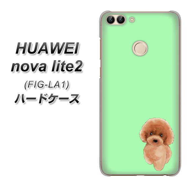 HUAWEI(ファーウェイ)nova lite 2 FIG-LA1 高画質仕上げ 背面印刷 ハードケース【YJ052 トイプードルレッド( グリーン)】