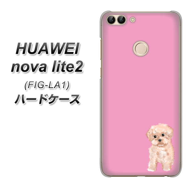 HUAWEI(ファーウェイ)nova lite 2 FIG-LA1 高画質仕上げ 背面印刷 ハードケース【YJ061 トイプードルアプリコット(ピンク)】