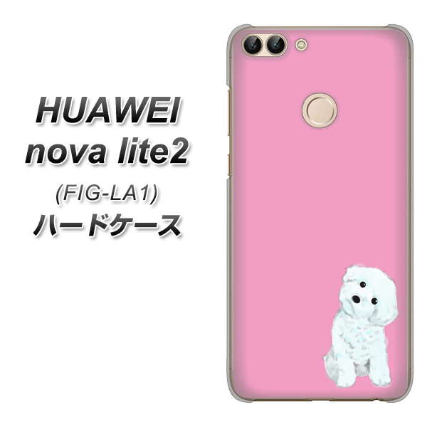 HUAWEI(ファーウェイ)nova lite 2 FIG-LA1 高画質仕上げ 背面印刷 ハードケース【YJ069 トイプードルホワイト(ピンク)】