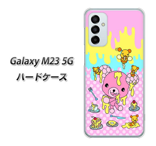 Galaxy M23 5G 高画質仕上げ 背面印刷 ハードケース【AG822 ハニベア(水玉ピンク)】