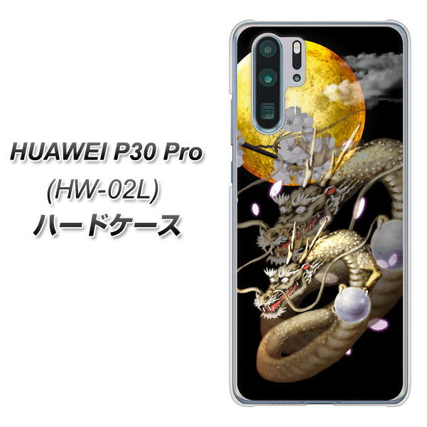 docomo HUAWEI(ファーウェイ) P30 Pro HW-02L 高画質仕上げ 背面印刷 ハードケース【1003 月と龍】