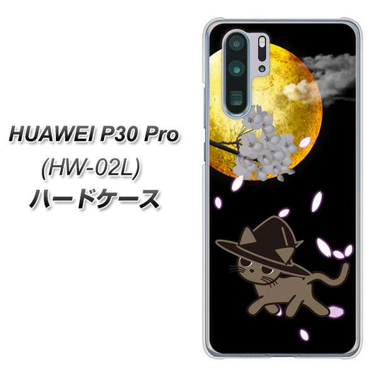 docomo HUAWEI(ファーウェイ) P30 Pro HW-02L 高画質仕上げ 背面印刷 ハードケース【1115 月夜に散歩するネコ】