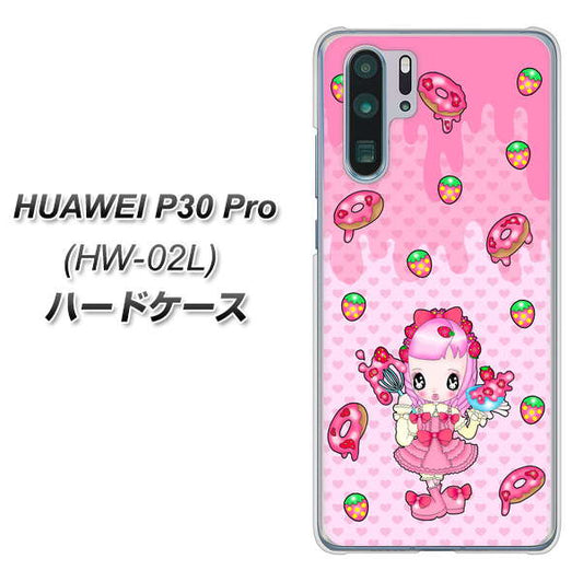 docomo HUAWEI(ファーウェイ) P30 Pro HW-02L 高画質仕上げ 背面印刷 ハードケース【AG816 ストロベリードーナツ(水玉ピンク)】