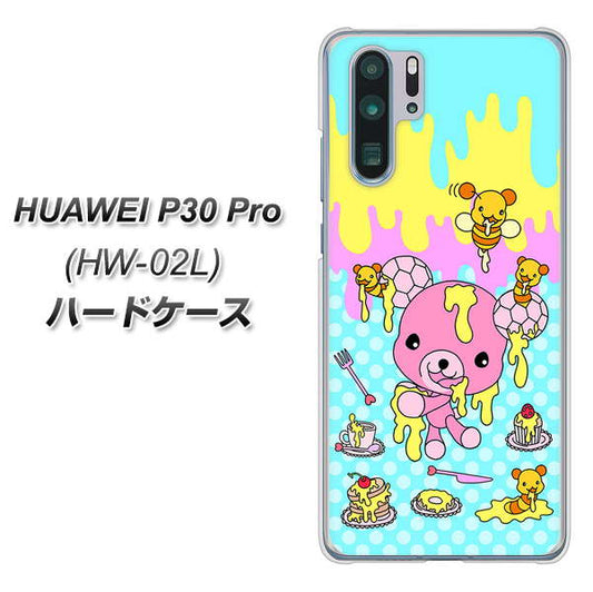 docomo HUAWEI(ファーウェイ) P30 Pro HW-02L 高画質仕上げ 背面印刷 ハードケース【AG821 ハニベア(水玉水色)】