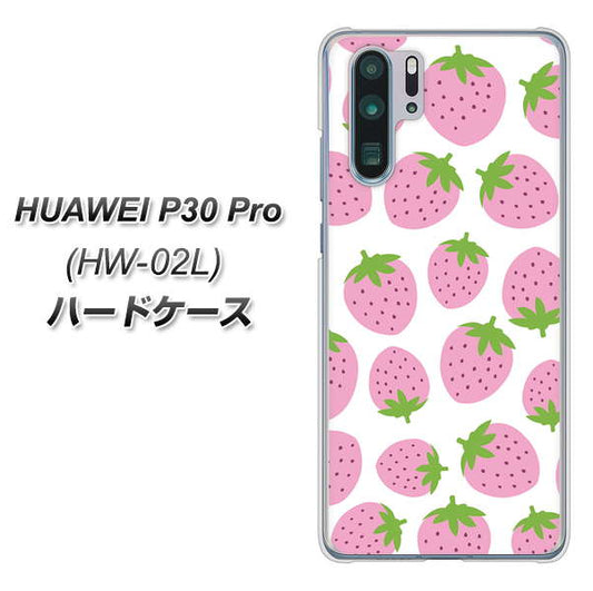 docomo HUAWEI(ファーウェイ) P30 Pro HW-02L 高画質仕上げ 背面印刷 ハードケース【SC809 小さいイチゴ模様 ピンク】