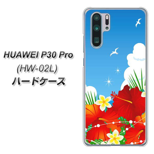 docomo HUAWEI(ファーウェイ) P30 Pro HW-02L 高画質仕上げ 背面印刷 ハードケース【VA821 ハイビスカスと青空】