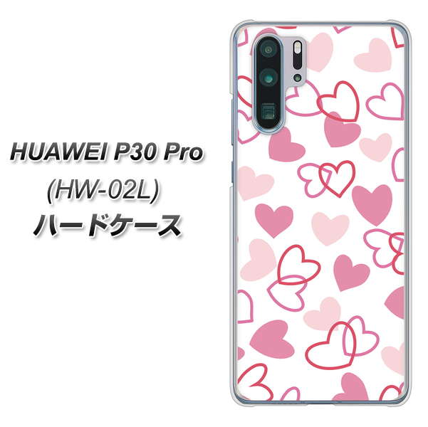 docomo HUAWEI(ファーウェイ) P30 Pro HW-02L 高画質仕上げ 背面印刷 ハードケース【VA929 ハートがいっぱい ピンク】