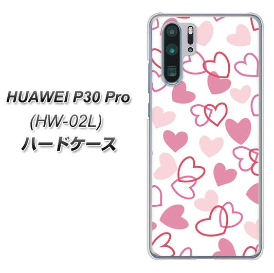 docomo HUAWEI(ファーウェイ) P30 Pro HW-02L 高画質仕上げ 背面印刷 ハードケース【VA929 ハートがいっぱい ピンク】