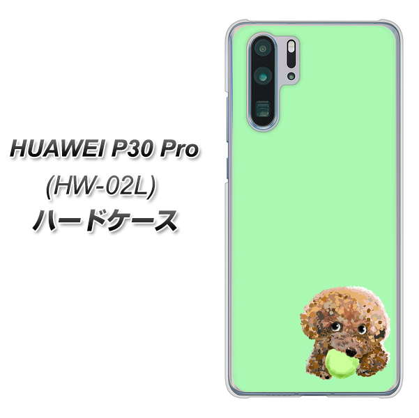 docomo HUAWEI(ファーウェイ) P30 Pro HW-02L 高画質仕上げ 背面印刷 ハードケース【YJ055 トイプードル&ボール(グリーン)】