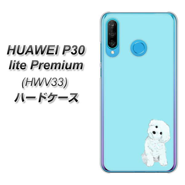 au HUAWEI(ファーウェイ) P30 lite Premium HWV33 高画質仕上げ 背面印刷 ハードケース【YJ070 トイプードルホワイト(ブルー)】