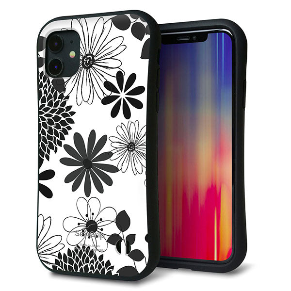 iPhone11 スマホケース 「SEA Grip」 グリップケース Sライン 【SC912 花柄モノトーン 01】 UV印刷