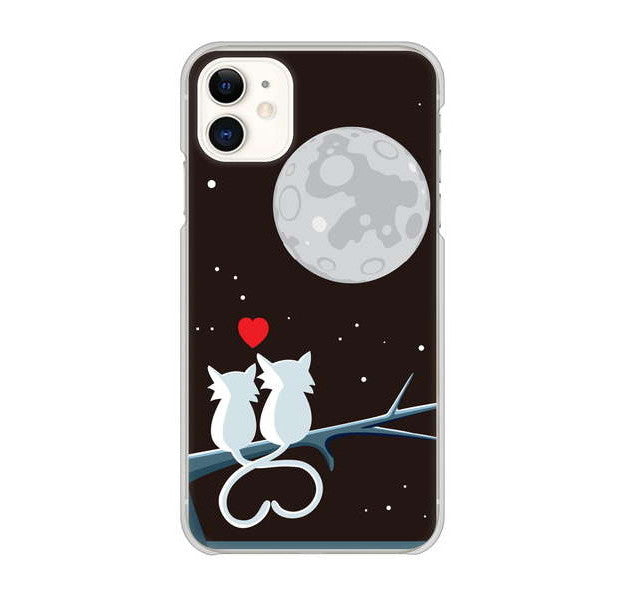 iPhone 11 高画質仕上げ 背面印刷 ハードケース 夜とネコ