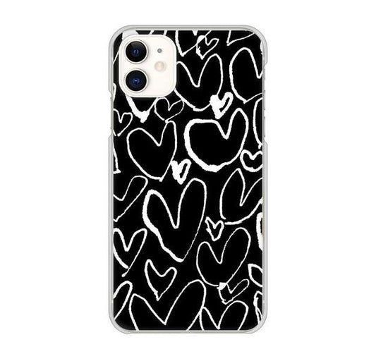 iPhone 11 高画質仕上げ 背面印刷 ハードケース 【1124 ハート BK&WH】