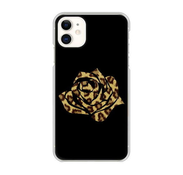 iPhone 11 高画質仕上げ 背面印刷 ハードケース 【1184 ヒョウのバラ(茶)】