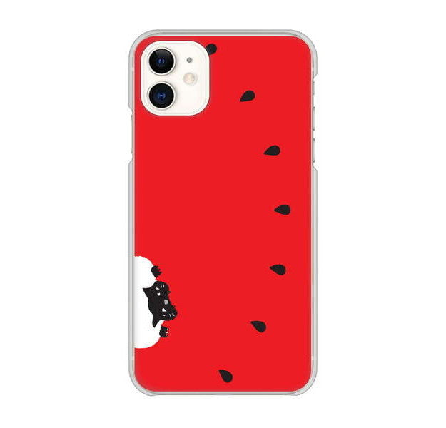 iPhone 11 高画質仕上げ 背面印刷 ハードケース すいかをかじるネコ
