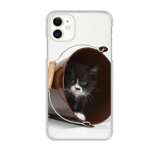 iPhone 11 高画質仕上げ 背面印刷 ハードケース 【VA800 ネコとバケツ】