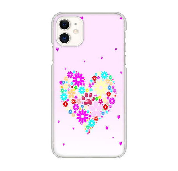 iPhone 11 高画質仕上げ 背面印刷 ハードケース ハートと肉球