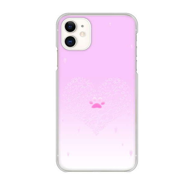 iPhone 11 高画質仕上げ 背面印刷 ハードケース ハートと肉球