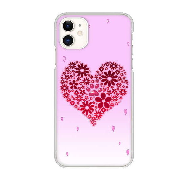 iPhone 11 高画質仕上げ 背面印刷 ハードケース ハートと肉球
