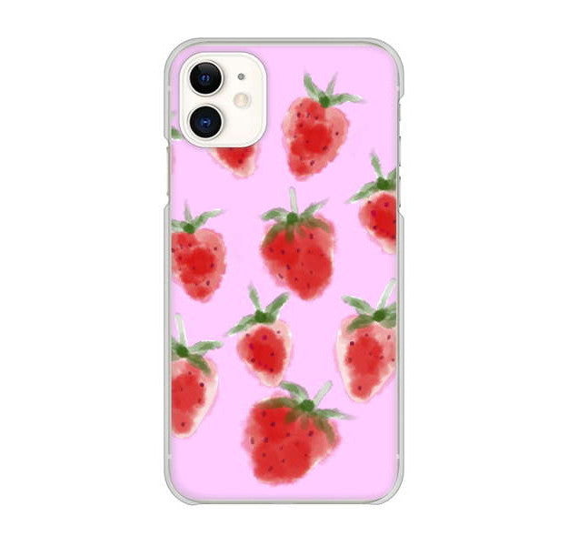 iPhone 11 高画質仕上げ 背面印刷 ハードケース イチゴ 水彩