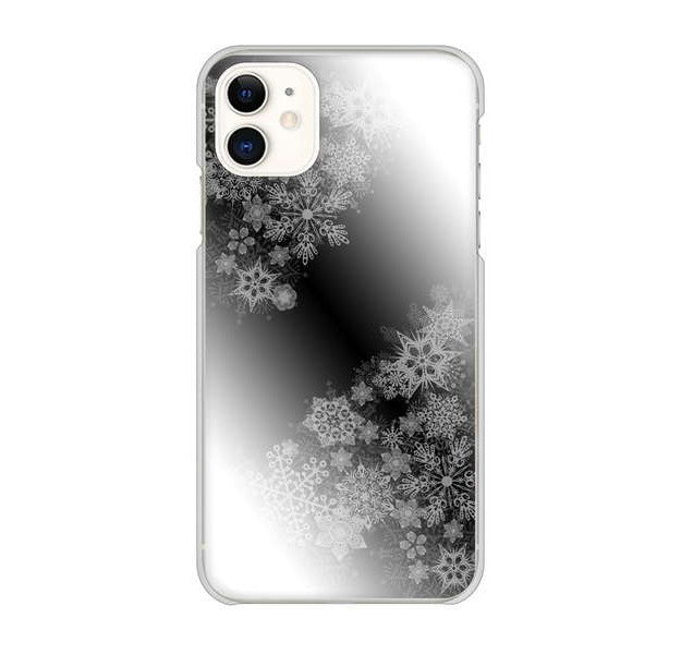 iPhone 11 高画質仕上げ 背面印刷 ハードケース 【YJ340 モノトーン 雪の結晶 】