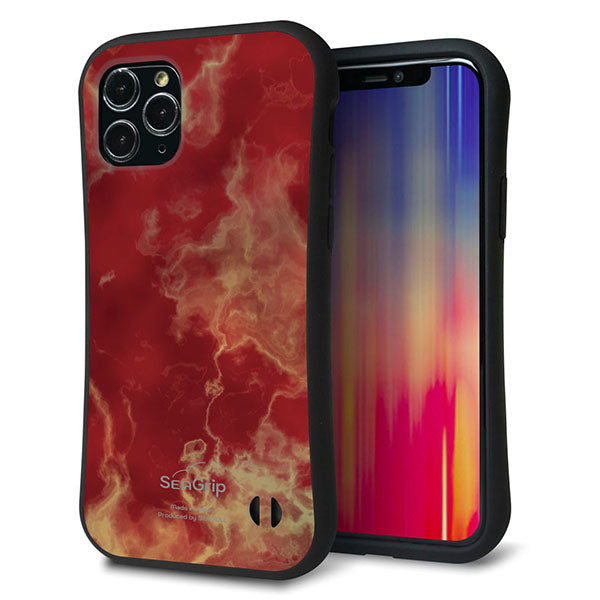 iPhone11 Pro スマホケース 「SEA Grip」 グリップケース Sライン 【KM870 大理石RD】 UV印刷