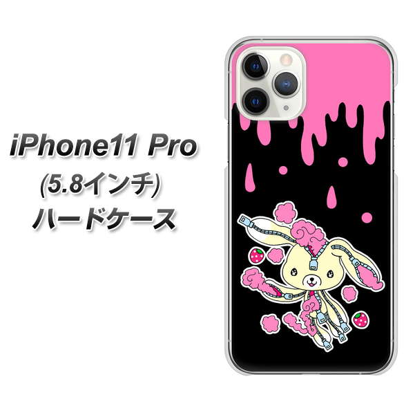 iPhone11 Pro (5.8インチ) 高画質仕上げ 背面印刷 ハードケース【AG814 ジッパーうさぎのジッピョン(黒×ピンク)】