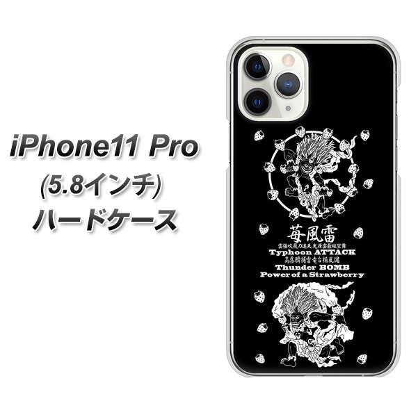 iPhone11 Pro (5.8インチ) 高画質仕上げ 背面印刷 ハードケース【AG839 苺風雷神(黒)】