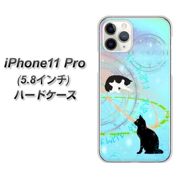 iPhone11 Pro (5.8インチ) 高画質仕上げ 背面印刷 ハードケース【YJ329 魔法陣猫 キラキラ パステル】