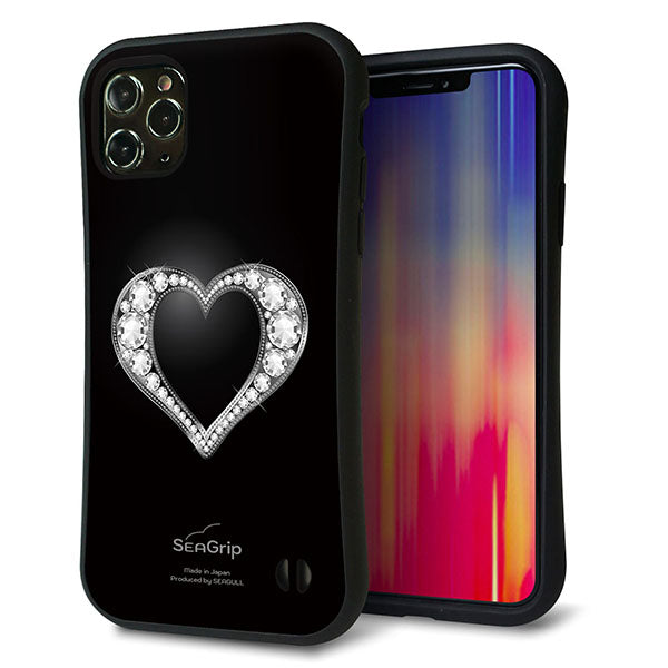 iPhone11 Pro Max スマホケース 「SEA Grip」 グリップケース Sライン 【041 ラインストーンゴージャスハート】 UV印刷