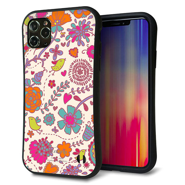 iPhone11 Pro Max スマホケース 「SEA Grip」 グリップケース Sライン 【323 小鳥と花】 UV印刷