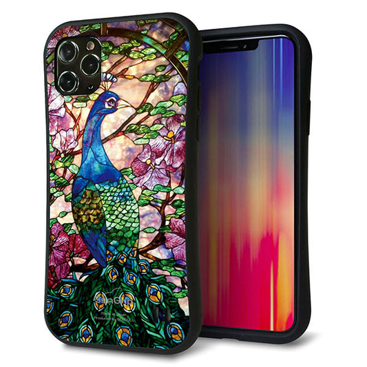 iPhone11 Pro Max スマホケース 「SEA Grip」 グリップケース Sライン 【MA996 ステンドグラス クジャク】 UV印刷