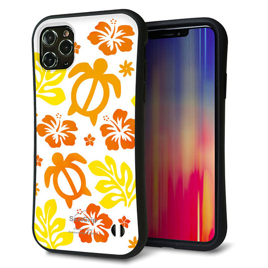 iPhone11 Pro Max スマホケース 「SEA Grip」 グリップケース Sライン 【SC877 ハワイアンアロハホヌ イエロー】 UV印刷