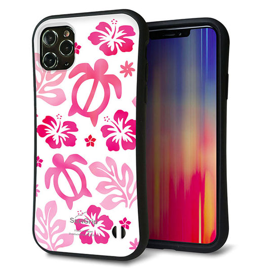 iPhone11 Pro Max スマホケース 「SEA Grip」 グリップケース Sライン 【SC879 ハワイアンアロハホヌ ピンク】 UV印刷