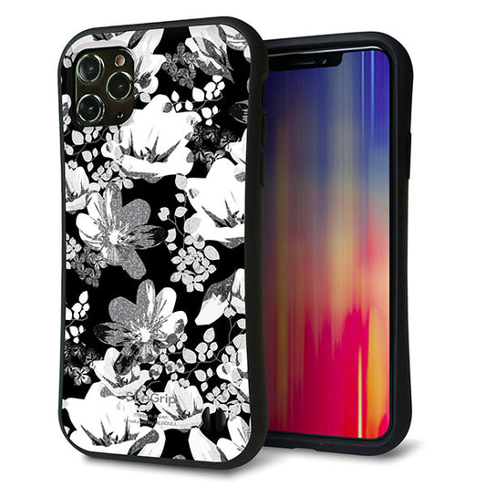 iPhone11 Pro Max スマホケース 「SEA Grip」 グリップケース Sライン 【SC913 花柄モノトーン 02】 UV印刷