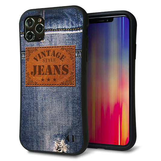 iPhone11 Pro Max スマホケース 「SEA Grip」 グリップケース Sライン 【SC921 ダメージデニム レザータグ】 UV印刷