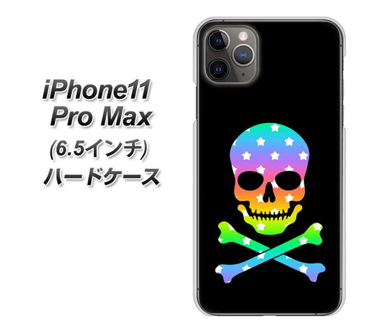 iPhone11 Pro Max (6.5インチ) 高画質仕上げ 背面印刷 ハードケース【1072 ドクロフレームレインボースター】