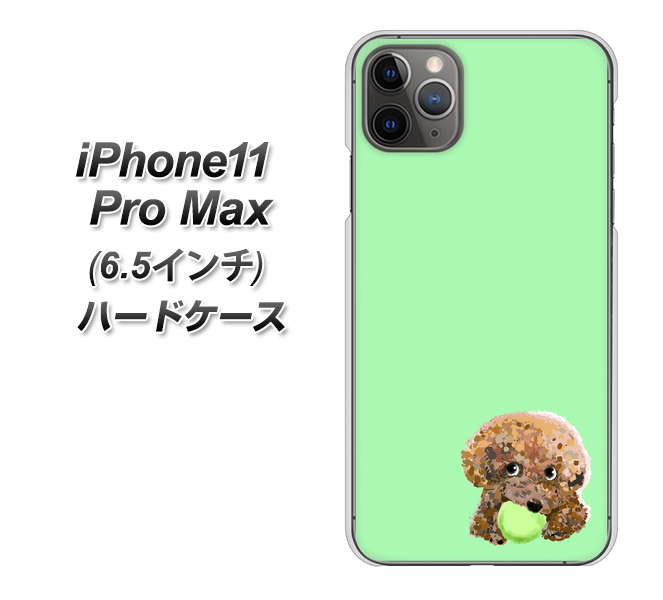 iPhone11 Pro Max (6.5インチ) 高画質仕上げ 背面印刷 ハードケース【YJ055 トイプードル&ボール(グリーン)】