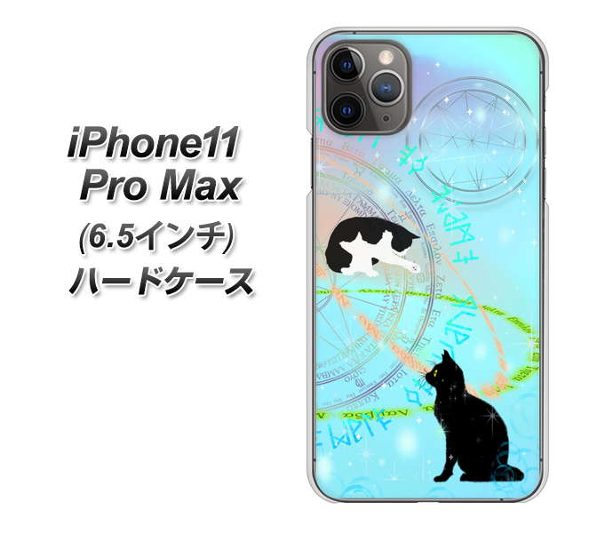iPhone11 Pro Max (6.5インチ) 高画質仕上げ 背面印刷 ハードケース【YJ329 魔法陣猫 キラキラ パステル】