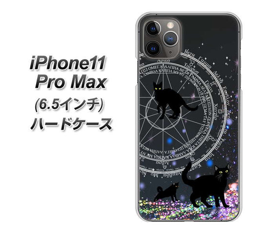 iPhone11 Pro Max　(6.5インチ) 高画質仕上げ 背面印刷 ハードケース【YJ330 魔法陣猫　キラキラ 黒猫】