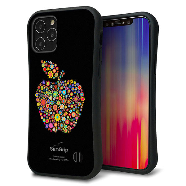 iPhone12 スマホケース 「SEA Grip」 グリップケース Sライン 【1195 カラフルアップル】 UV印刷