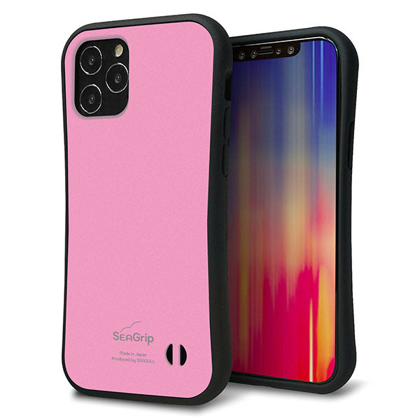 iPhone12 スマホケース 「SEA Grip」 グリップケース Sライン 【KM899 パステルカラー(パステルピンク)】 UV印刷
