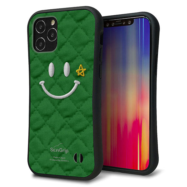 iPhone12 スマホケース 「SEA Grip」 グリップケース Sライン 【KM936 スマイル スター グリーン 】 UV印刷