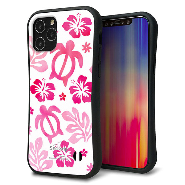 iPhone12 スマホケース 「SEA Grip」 グリップケース Sライン 【SC879 ハワイアンアロハホヌ ピンク】 UV印刷
