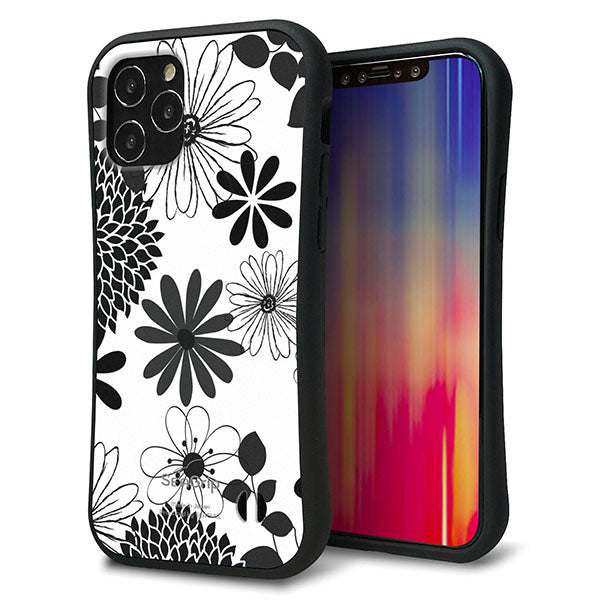 iPhone12 スマホケース 「SEA Grip」 グリップケース Sライン 【SC912 花柄モノトーン 01】 UV印刷