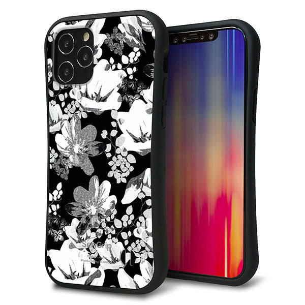 iPhone12 スマホケース 「SEA Grip」 グリップケース Sライン 【SC913 花柄モノトーン 02】 UV印刷