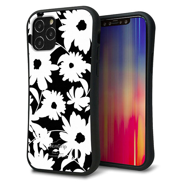 iPhone12 スマホケース 「SEA Grip」 グリップケース Sライン 【SC915 花柄モノトーン 04】 UV印刷