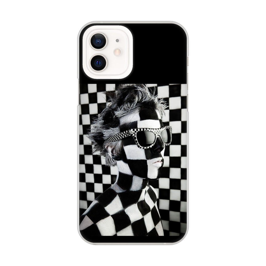 iPhone12 高画質仕上げ 背面印刷 ハードケース 【357 bk&wh】